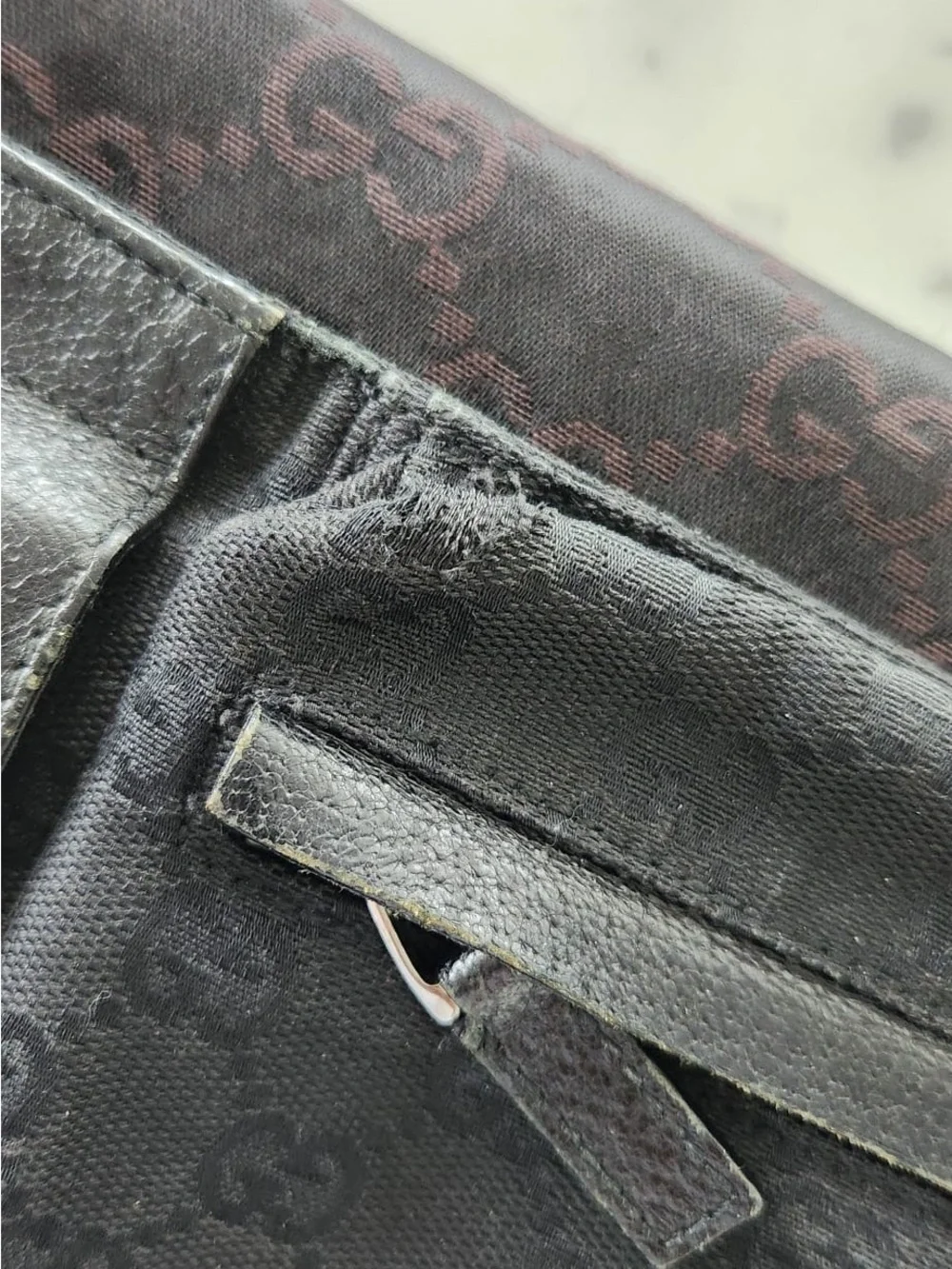 Gucci Black Monogram Belt Bag with Front Zip Pocket